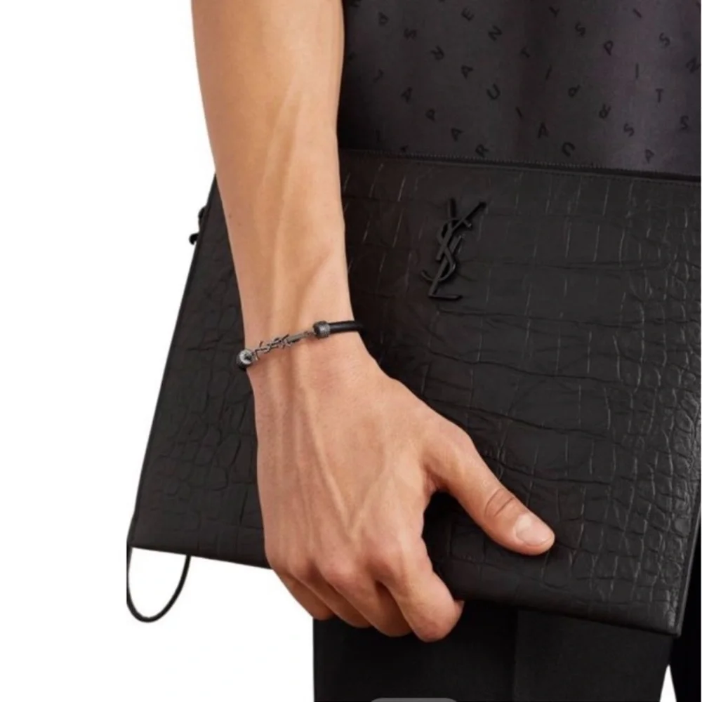 NWT YSL SAINT LAURENT OPYUM Bracelet Black lLeather Unisex🖤💝 - Picture 2 of 16